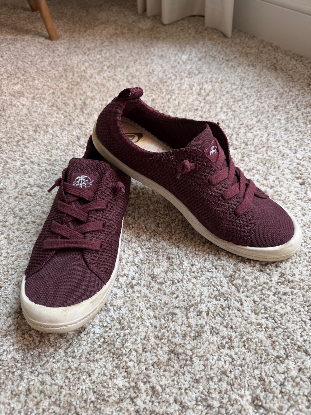 ROXY Burgandy Knit Slip-On Sneaker
